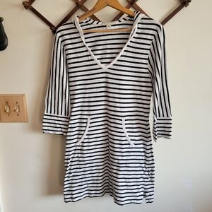 Banana Republic 3/4 Long Sleeve Cotton Dress Lightweight Black White S Small